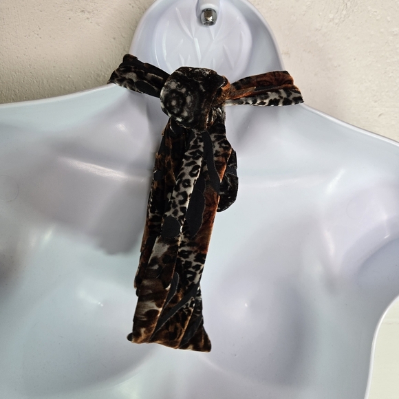 Vtg Y2k Figure Libre Burnout Velvet Halter Top - Picture 2 of 8